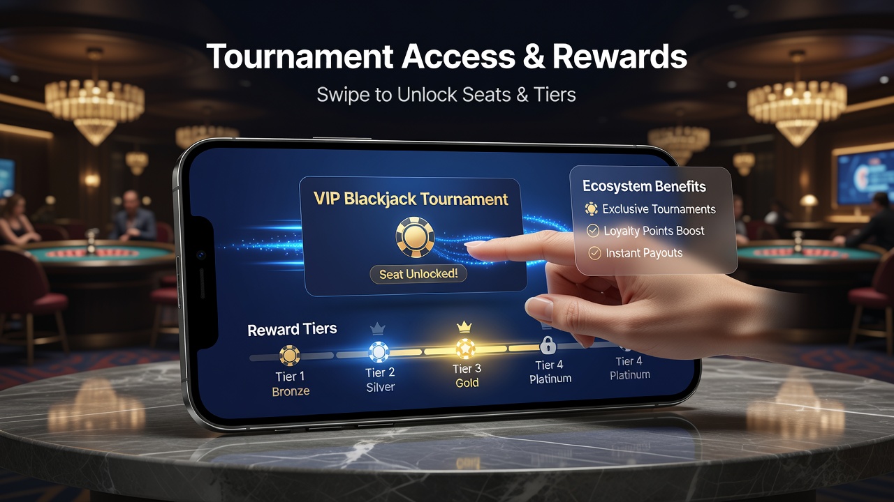 Darstellung von Belohnungstiers in einer mobilen Casino-App mit Fortschrittsanzeige nach Wischaktionen