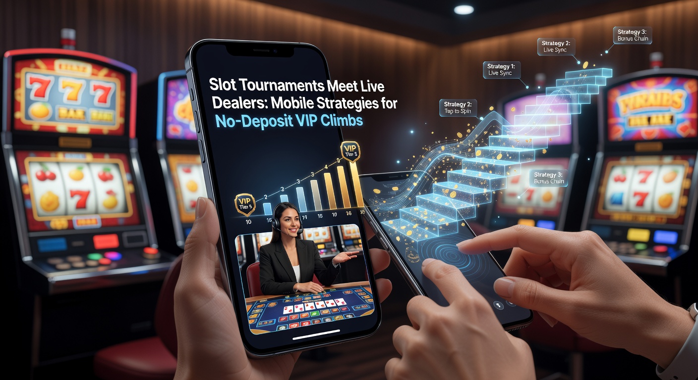 Smartphone mit laufendem Slot-Turnier und Live-Dealer-Tisch im Hintergrund, das die Verschmelzung von Turnieren und Live-Spielen auf mobilen Geräten zeigt